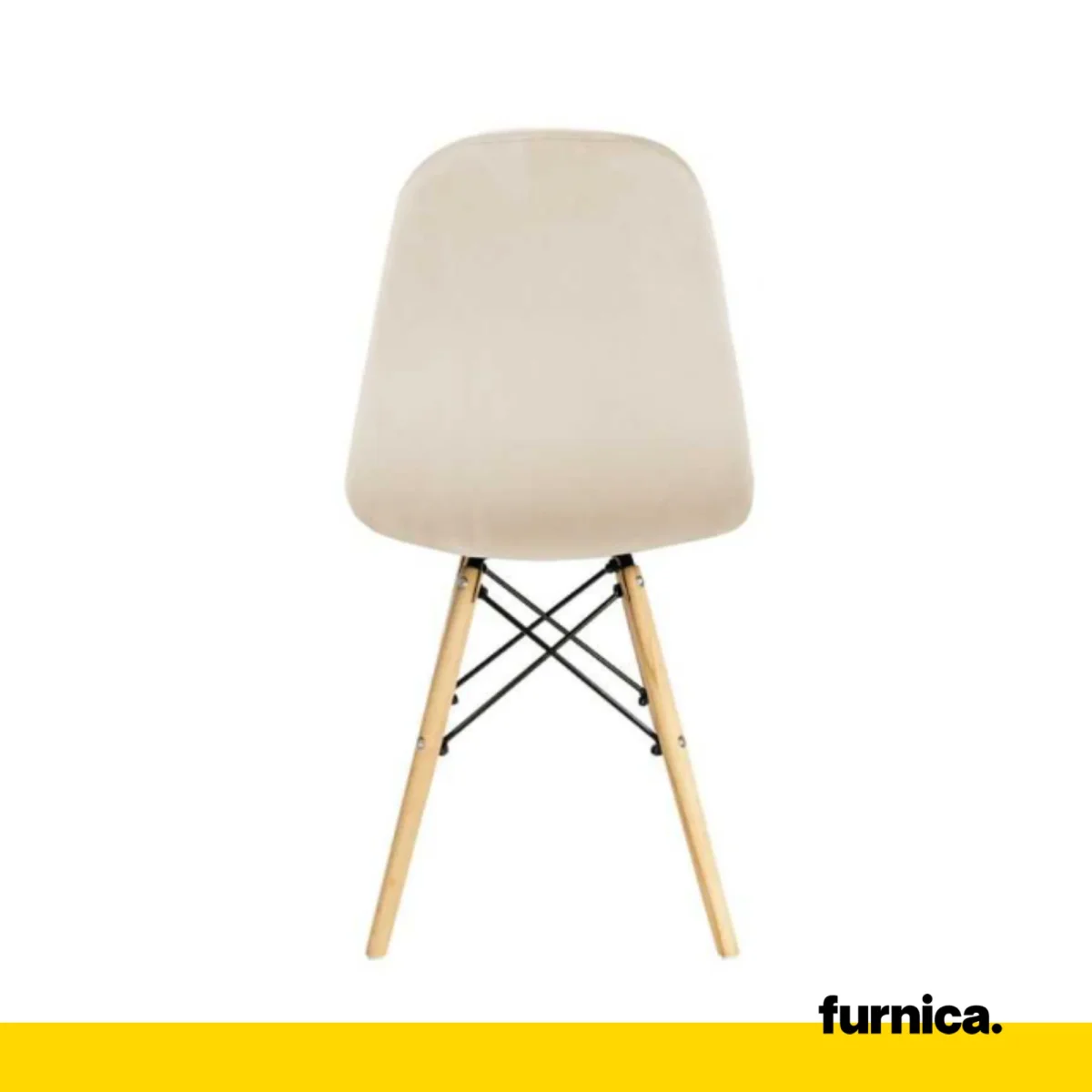 FABRIZIO - Chaise de Salle à Manger / Bureau en Velours Matelassé avec Pieds en Bois - Beige – Image 5