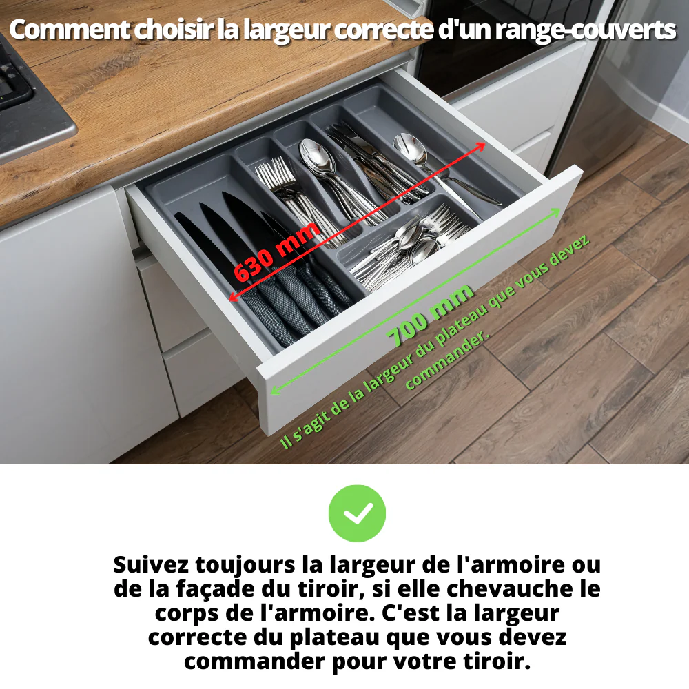 Range-couverts pour tiroir, largeurs d'armoires: 700 à 800 mm, profondeur: 430 mm, Blanc – Image 3